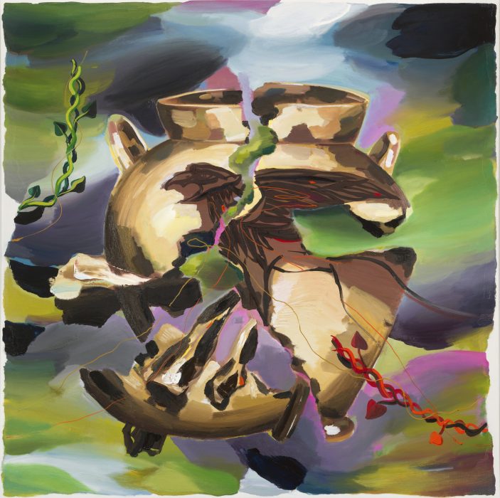 Adam Saks, Fracture (Griffin), olie på lærred, 190 x 190 cm, 2024