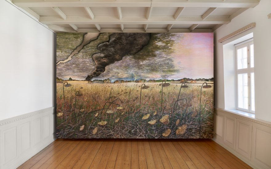 Søren Martinsen, Sonyashnyky (Sunflowers), akryl og olie på bomuld 300 x 445 cm, 2024. Foto Brian Kure