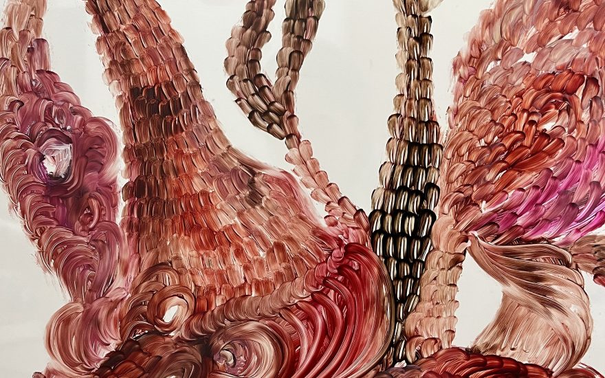 Christina König, nær af maleri i proces, 2025. Foto: Christina König