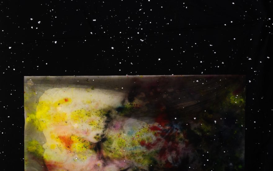 The Residual Night (udsnit 145x105x5cm), resin, pigmenter, akvarel på papir, polystyren, mdf og aluminium, 2026