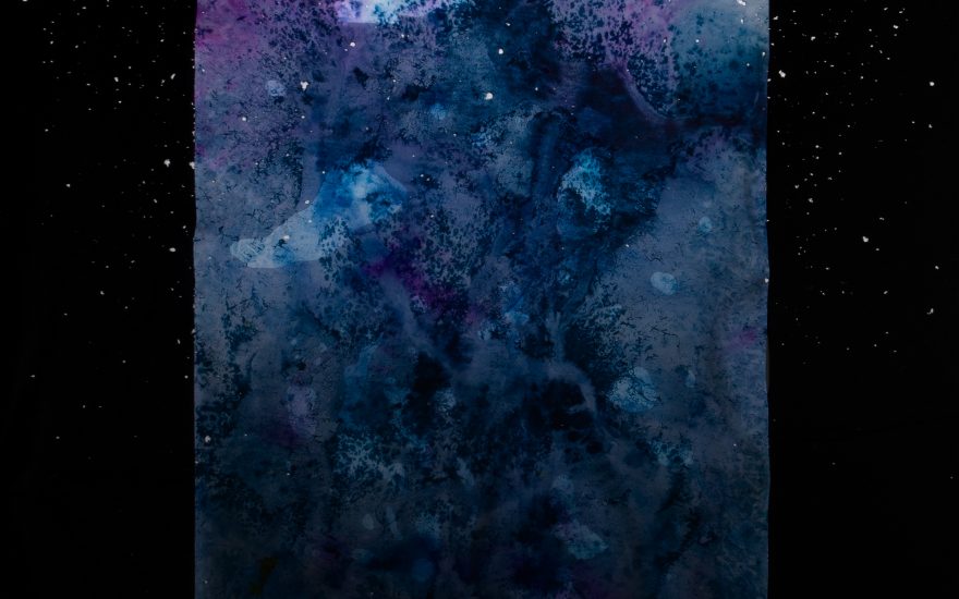 The Residual Night (udsnit 145 x 105 x 5 cm), resin, pigmenter, akvarel på papir, polystyren, mdf og aluminium, 2026